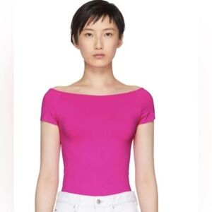 NWOT Helmut Lang Pink Seamless Open Boat Neck T-Shirt